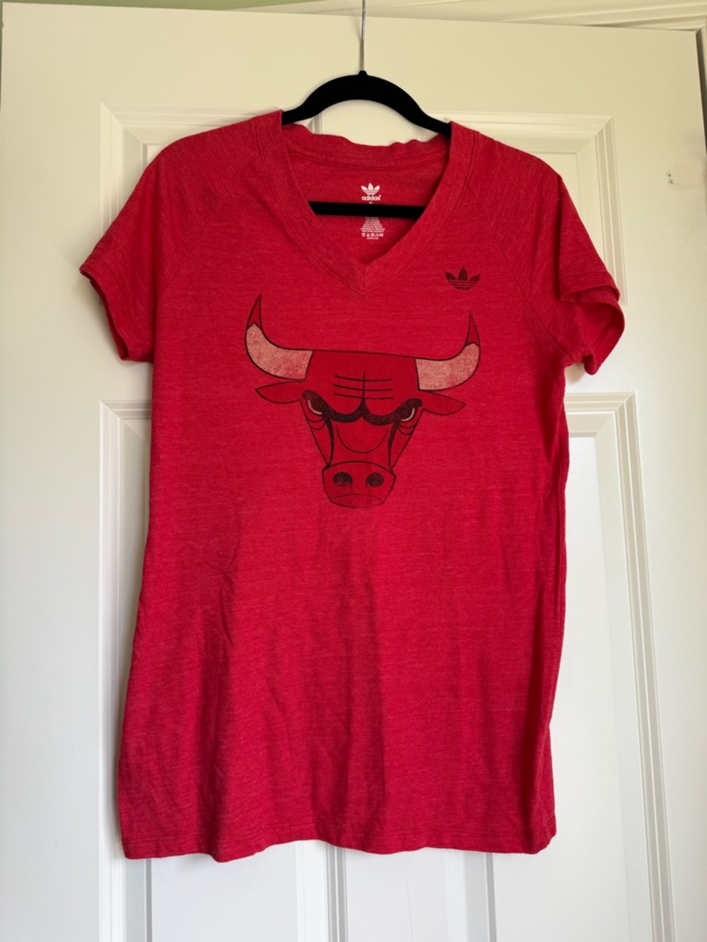 Adidas Red Chicago Bulls Logo V-Neck Tee